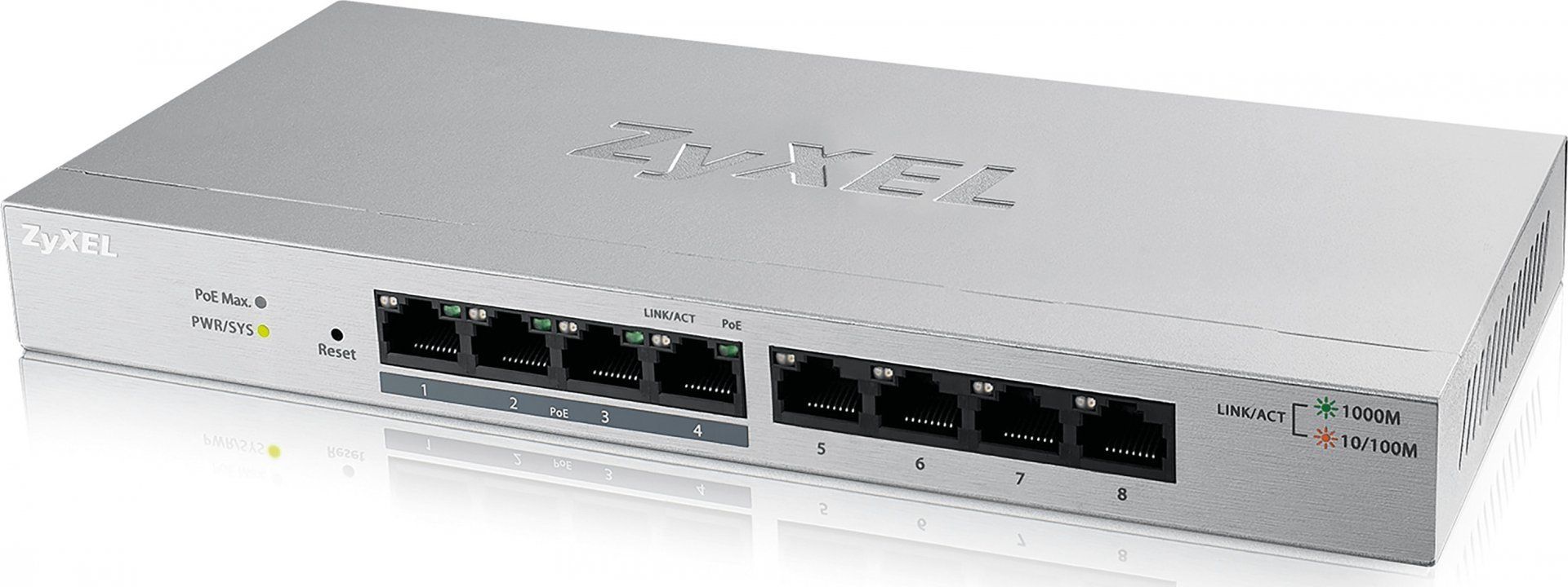 ZYXEL GS1200-8HP V2 8 Port Gigabit PoE  Web/Smart Managed Switch 4x PoE  60 Watt LACP IGMP VLAN